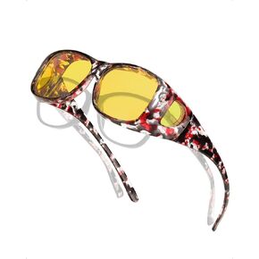 SIPHEW Night Driving Fit Over Glasses for Women Men, Wrap Around Night Vision Glasses, Polarized Yellow Lens for Nighttime