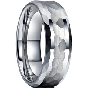 Jude Jewelers 8mm Matte Brush Hammered Stainless Steel Classic Simple Plain Wedding Band Biker Ring