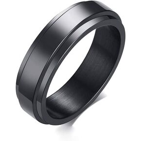 HSQYJ Stainless Steel Spinner Rings Refined Style Unisex Ring Cool Simple Wedding Band Ring 6mm Men's Jewelry Gold Silver
