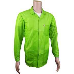ESD Jacket, Lapel Collar and Snap Adjustment Sleeve, Hi-Visibility Green in Kuwait