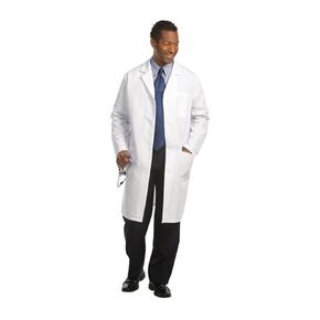 Worklon 420-44 100% Sanforized Cotton Heavyweight Twill Men's Knee Length Lab Coat, Button Front, White, 41" Length, Size 44