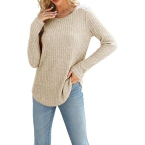 SVALIY Long Sleeve Shirts for Women Womens Fall Tops Sweaters Lightweight Crew Neck Tunic