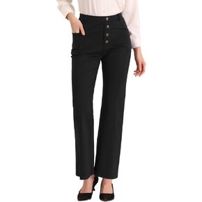 Allegra K Business Flare Pants for Women's Casual Stretchy Slacks Bootcut Pull On Trousers with Pockets