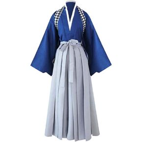 ملابس Kendo Kimono Cosplay Japanese Samurai Kimono Costume Kashuu Kiyomitsu Hakama بنطلون أنيمي فاخر (أزرق، L) in Kuwait