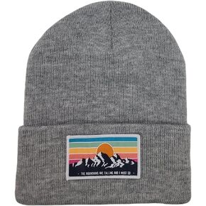 Vintage Style Beanie The Mountains are Calling and I Must Go Woven Patch