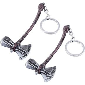 2Pcs Axe Keychain Hammer Keychain Metal Key Ring, Cool Gifts for Men, Husband, Boyfriend