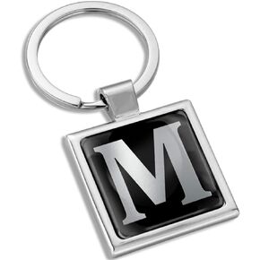 Biomar Labs 3D Metal A-Z Alphabet Personalized Name Initials Keyring Key Ring Chain Stainless Steel Gift Box Men Women Keychain Bag Accessories Jewelry Handbag Silver Letter M KK 117