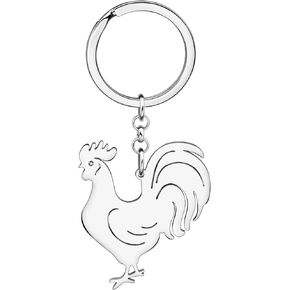 RAIDIN Stainless Steel Gold Plated Hen Rooster Chicken Keychains Keyring Gifts for Women Girls Keychain for Car Purse Keys