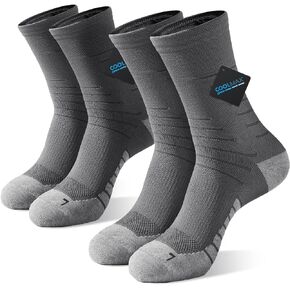 AKASO 2 Pairs Ultralight Running Socks, Crew Coolmax Cotton Athletic Sport Quarter Hiking & Running Socks for Men & Women(Grey L)