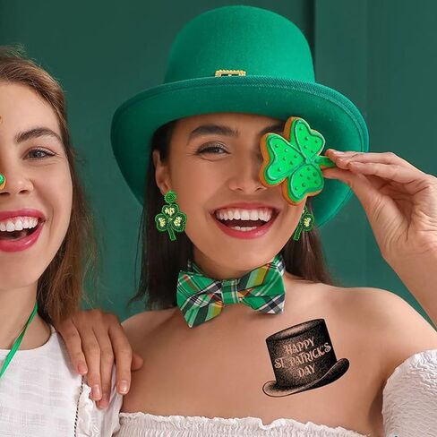 St Patrick's Day Earrings - Beaded Shamrock Earring for Women Handmade St.Patrick's day Outfit Accessories Drop Dangle Earrings Gifts in Kuwait