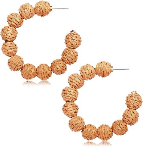 Rattan Earrings Statement Rattan Hoop Earrings for Women Woven Bohemian Earrings Handmade Straw Wicker Braid Big Drop Dangle Earrings for Girls Summer Beach Jewelry in Kuwait