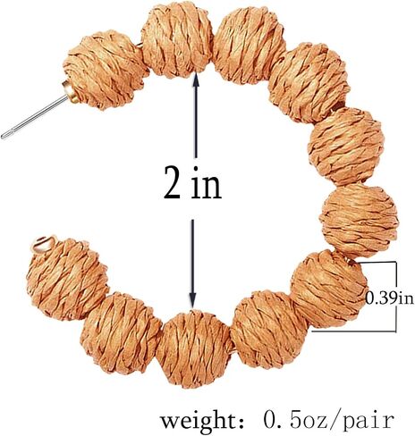 Rattan Earrings Statement Rattan Hoop Earrings for Women Woven Bohemian Earrings Handmade Straw Wicker Braid Big Drop Dangle Earrings for Girls Summer Beach Jewelry in Kuwait