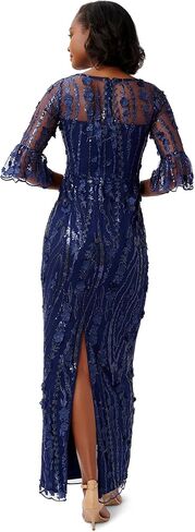 Adrianna Papell Women's Long 3D Floral Sequin Gown in Saudi Arabia