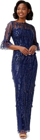 Adrianna Papell Women's Long 3D Floral Sequin Gown in Saudi Arabia