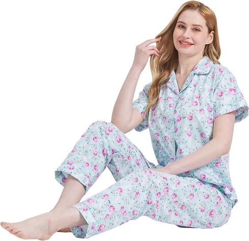 طقم بيجامة جلوبال للنساء من القطن طقم بيجامة صيفي Pjs - بأكمام قصيرة in Saudi Arabia