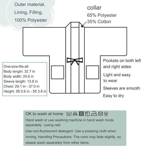 النمط الياباني Hanten غسيل يدوي ذو وجهين لا يمثل مشكلة من البوليستر مقاس واحد يناسب الجميع in Kuwait