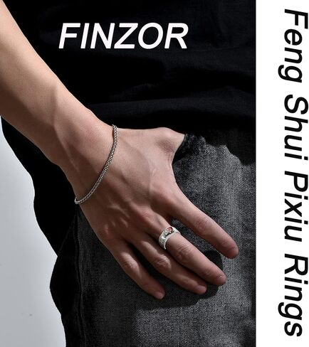 FINZOR 9 Pcs Feng Shui Pixiu Rings for Men Women Amulet Lucky Wealth Buddhist Jewelry Adjustable Ring in Kuwait