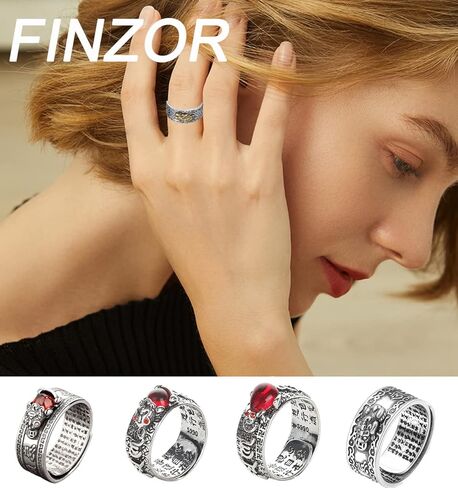 FINZOR 9 Pcs Feng Shui Pixiu Rings for Men Women Amulet Lucky Wealth Buddhist Jewelry Adjustable Ring in Kuwait