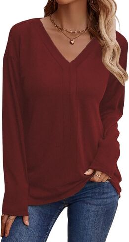 ليلينان سويتر عصري للخريف للنساء، قمصان باكمام طويلة ورقبة دائرية بدون طوق، ملابس نسائية عصرية in Kuwait