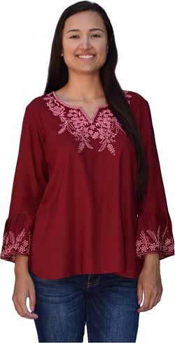 Ayurvastram Tia Viscose Rayon Embroidered, Bell Sleeves Tunic Top Bouse in Kuwait