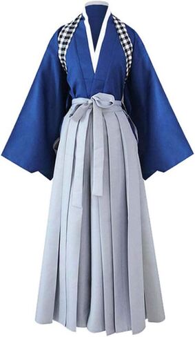 ملابس Kendo Kimono Cosplay Japanese Samurai Kimono Costume Kashuu Kiyomitsu Hakama بنطلون أنيمي فاخر (أزرق، L) in Kuwait