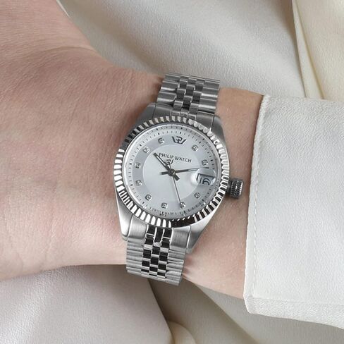 CARIBE 31mm LADY 3H S/WHI W/DIAM DIAL BR, Silver in Kuwait