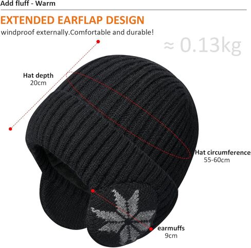 قبعة شتوية دافئة للجنسين من DANMY، قبعات صوفية ناعمة متماسكة للرجال والنساء، قبعة حياكة للرجال والنساء، واقي أذن للرجال in Kuwait
