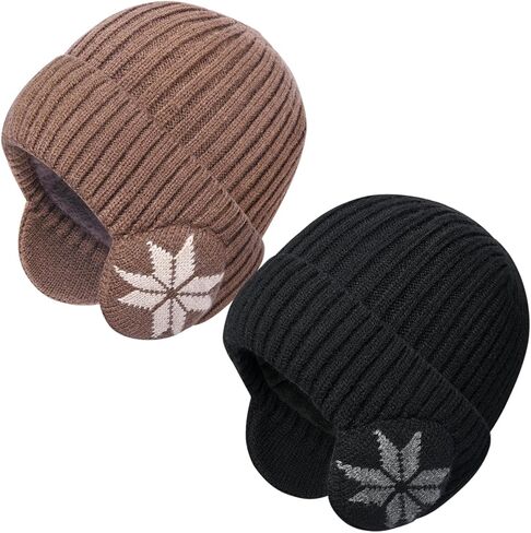 قبعة شتوية دافئة للجنسين من DANMY، قبعات صوفية ناعمة متماسكة للرجال والنساء، قبعة حياكة للرجال والنساء، واقي أذن للرجال in Kuwait