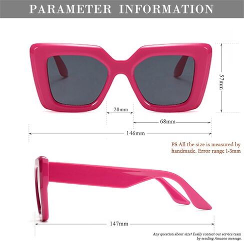 نظارات شمسية كبيرة الحجم للسيدات من HJSTES، ظلال عيون قطة عصرية للسيدات، إطار مربع للحماية من الأشعة فوق البنفسجية in Kuwait