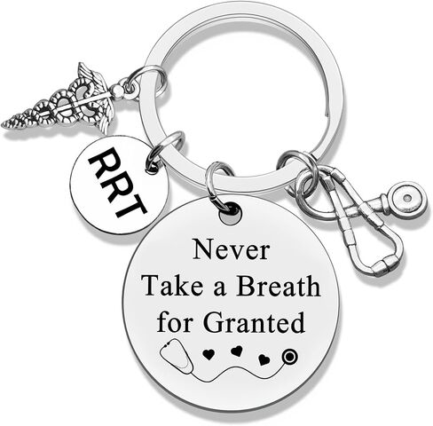 Jielahua Registered Respiratory Therapist Gift RRT Keychain Respiratory Care Week Gifts Respiratory Therapist Appreciation Gifts Graduation Gift RT Student Gift Radiology Technologist Gift, Silver, S in Saudi Arabia