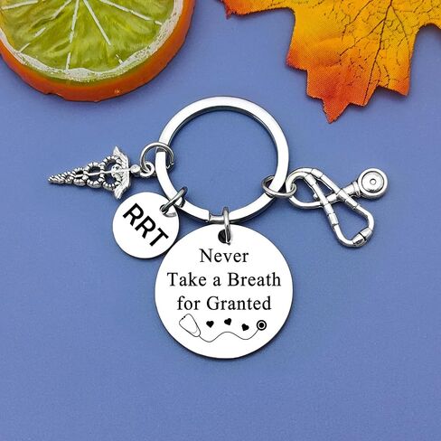 Jielahua Registered Respiratory Therapist Gift RRT Keychain Respiratory Care Week Gifts Respiratory Therapist Appreciation Gifts Graduation Gift RT Student Gift Radiology Technologist Gift, Silver, S in Saudi Arabia