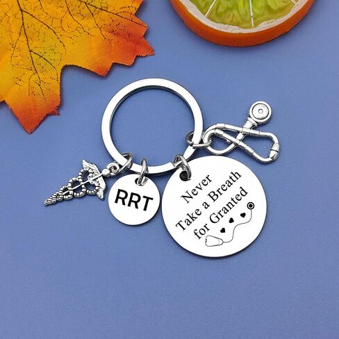 Jielahua Registered Respiratory Therapist Gift RRT Keychain Respiratory Care Week Gifts Respiratory Therapist Appreciation Gifts Graduation Gift RT Student Gift Radiology Technologist Gift, Silver, S in Saudi Arabia