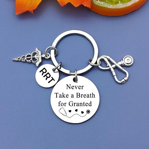 Jielahua Registered Respiratory Therapist Gift RRT Keychain Respiratory Care Week Gifts Respiratory Therapist Appreciation Gifts Graduation Gift RT Student Gift Radiology Technologist Gift, Silver, S in Saudi Arabia