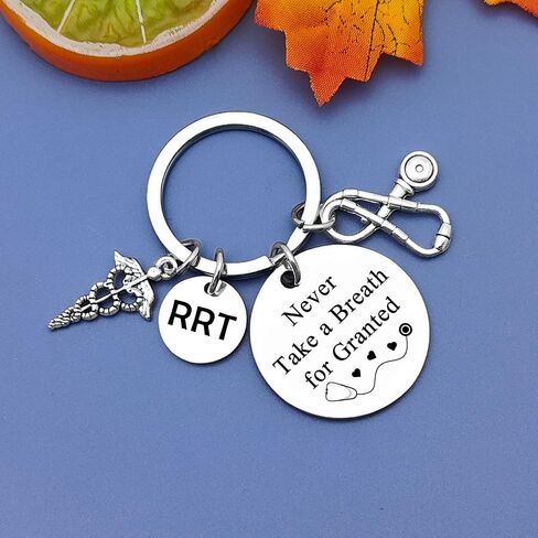 Jielahua Registered Respiratory Therapist Gift RRT Keychain Respiratory Care Week Gifts Respiratory Therapist Appreciation Gifts Graduation Gift RT Student Gift Radiology Technologist Gift, Silver, S in Saudi Arabia