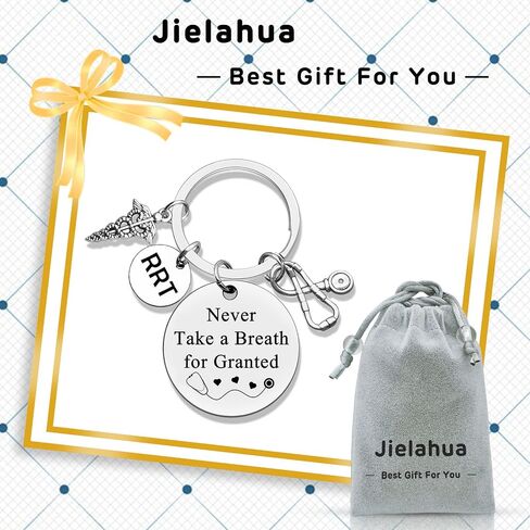 Jielahua Registered Respiratory Therapist Gift RRT Keychain Respiratory Care Week Gifts Respiratory Therapist Appreciation Gifts Graduation Gift RT Student Gift Radiology Technologist Gift, Silver, S in Saudi Arabia