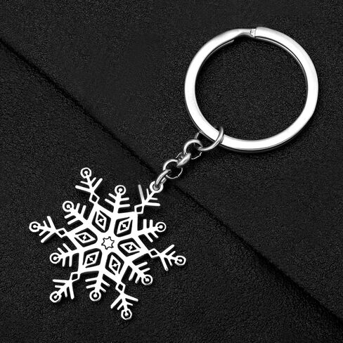 Stainless Steel Christmas Snowflake Keychains Silver Gold Plated Car Key Ring for Women Girls Charms in Saudi Arabia