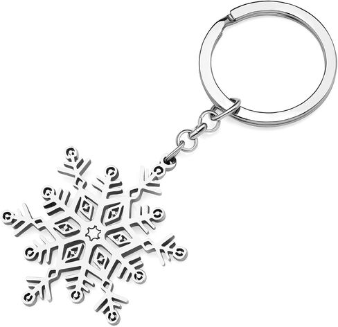 Stainless Steel Christmas Snowflake Keychains Silver Gold Plated Car Key Ring for Women Girls Charms in Saudi Arabia