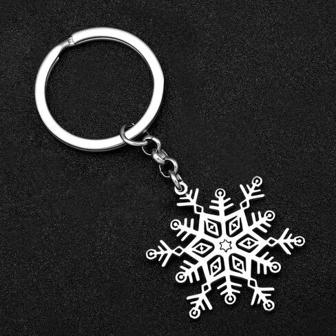 Stainless Steel Christmas Snowflake Keychains Silver Gold Plated Car Key Ring for Women Girls Charms in Saudi Arabia