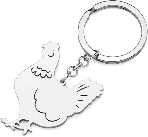 RAIDIN Stainless Steel Gold Plated Hen Rooster Chicken Keychains Keyring Gifts for Women Girls Keychain for Car Purse Keys in Saudi Arabia