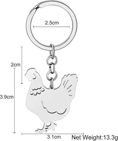 RAIDIN Stainless Steel Gold Plated Hen Rooster Chicken Keychains Keyring Gifts for Women Girls Keychain for Car Purse Keys in Saudi Arabia