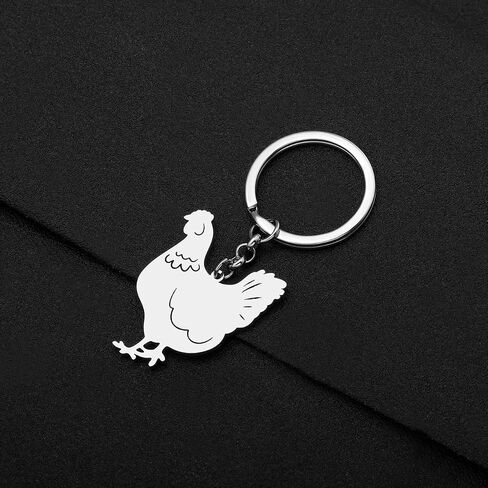 RAIDIN Stainless Steel Gold Plated Hen Rooster Chicken Keychains Keyring Gifts for Women Girls Keychain for Car Purse Keys in Saudi Arabia