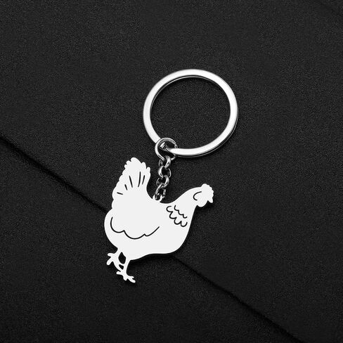 RAIDIN Stainless Steel Gold Plated Hen Rooster Chicken Keychains Keyring Gifts for Women Girls Keychain for Car Purse Keys in Saudi Arabia