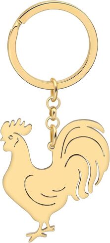 RAIDIN Stainless Steel Gold Plated Hen Rooster Chicken Keychains Keyring Gifts for Women Girls Keychain for Car Purse Keys in Saudi Arabia