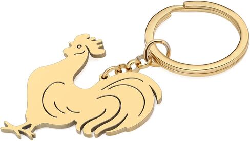 RAIDIN Stainless Steel Gold Plated Hen Rooster Chicken Keychains Keyring Gifts for Women Girls Keychain for Car Purse Keys in Saudi Arabia