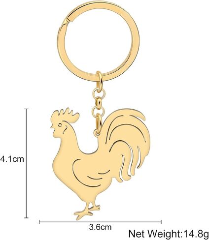 RAIDIN Stainless Steel Gold Plated Hen Rooster Chicken Keychains Keyring Gifts for Women Girls Keychain for Car Purse Keys in Saudi Arabia