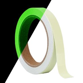 Glow in The Dark Tape,1/2 in x33FT Luminous Fluorescent Photoluminescent Tape Stickers for Stairs Steps and Walls Exit Sign Bright Rechargeable and Long-Lasting Night Decorations Home Marking