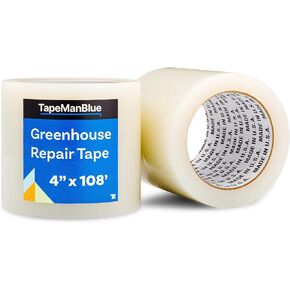 4" x 108' Roll of Greenhouse Repair Tape, Made in USA, Heavy Duty Poly Patch Tape, Clear Repair Tape for Greenhouses and Plastic Sheeting, UV Resistant Polyethylene Film Tape for Seaming & Splicing