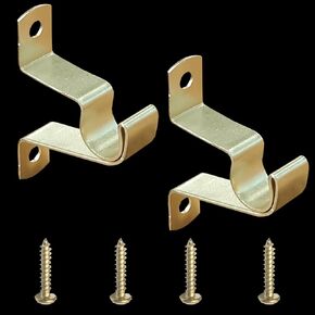 7/16" Cafe Rod Brackets,Set of 2 Curtain Rod Brackets for mounting a Curtain Rod to The Wall,Gold…