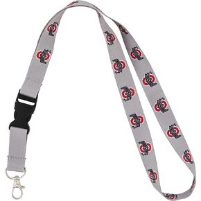 Desert Cactus Ohio State University Lanyard Buckeyes OSU Car Keys ID Badge Holder Keychain Detachable Breakaway Snap Buckle (Gray - Repeating Ohio Arch Logo)