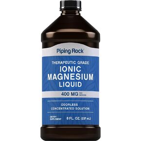 Liquid Ionic Magnesium | 400 mg | 8 oz | Non-GMO, Gluten Free Supplement | by Piping Rock